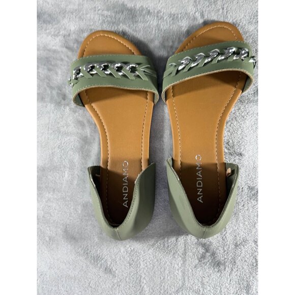 Andiamo womens sandels 8 green flat slip on - Picture 8 of 16
